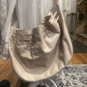 H by Halston heritage cross body white leather croc tote